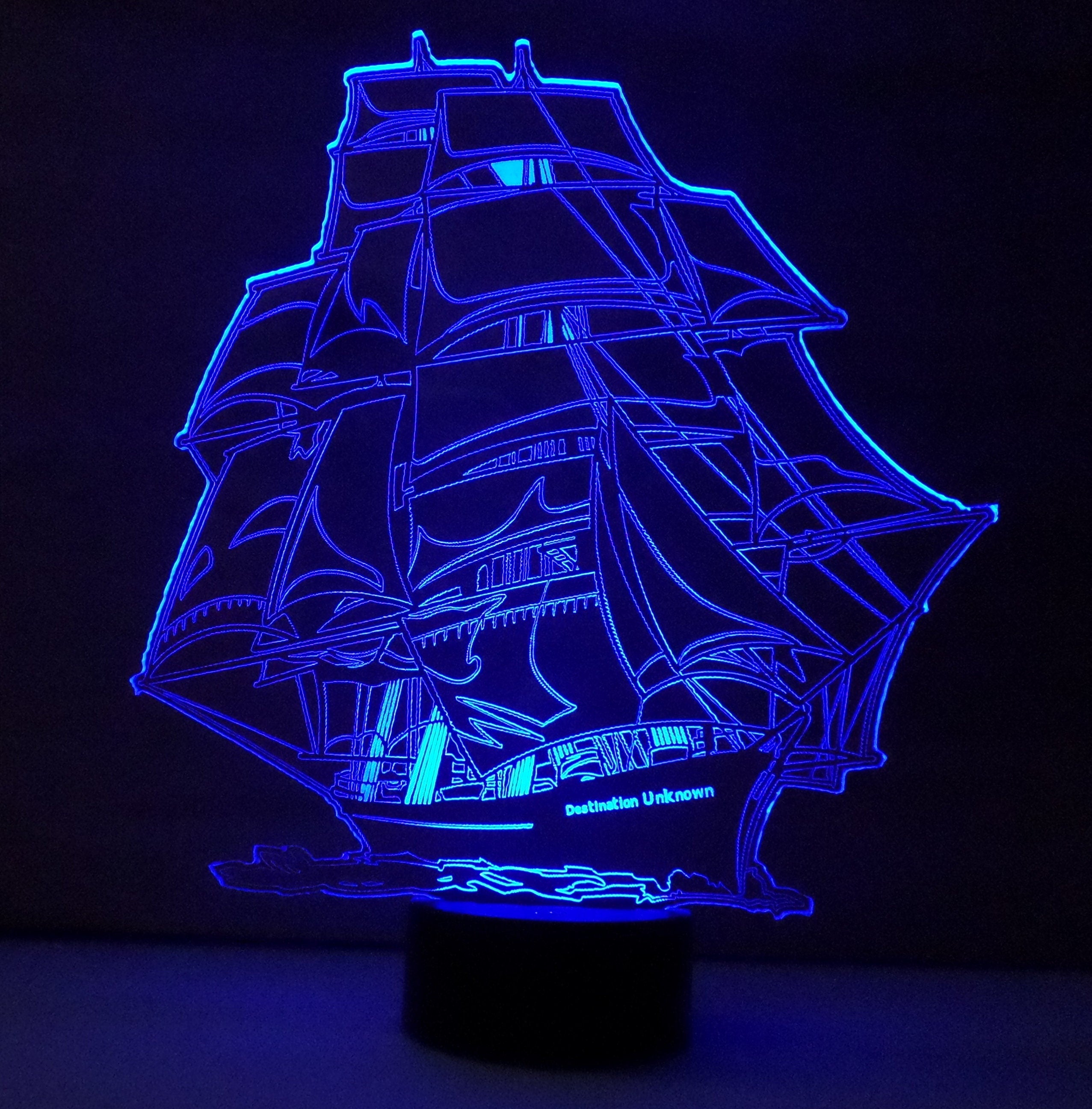 Awesome "Square Rigged Sailing Vessel" 3D LED lamp (1090) - FREE SHIPPING!