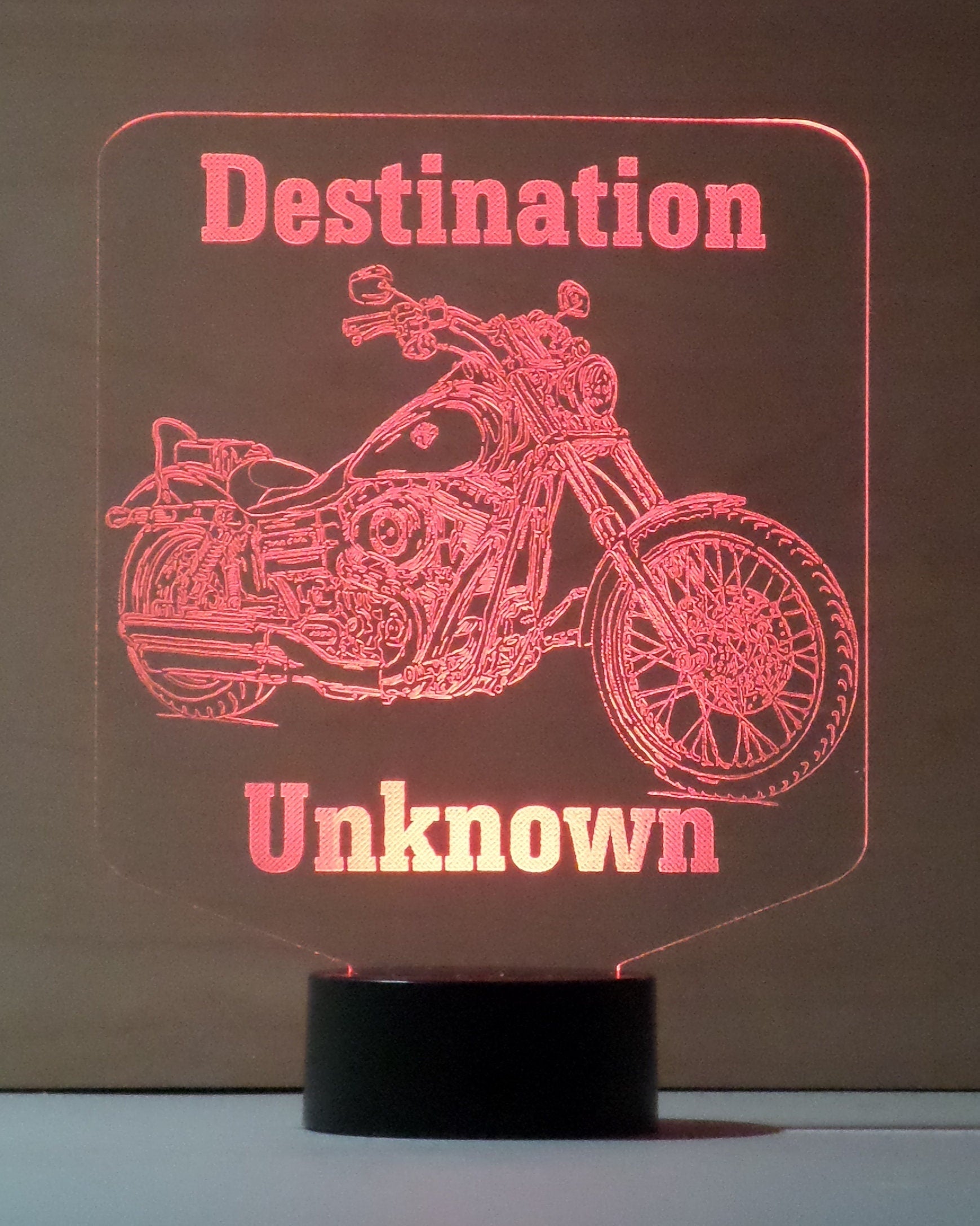 Awesome "Destination Unknown" Motorcycle 3D LED Lamp (1071) - FREE SHIPPING!