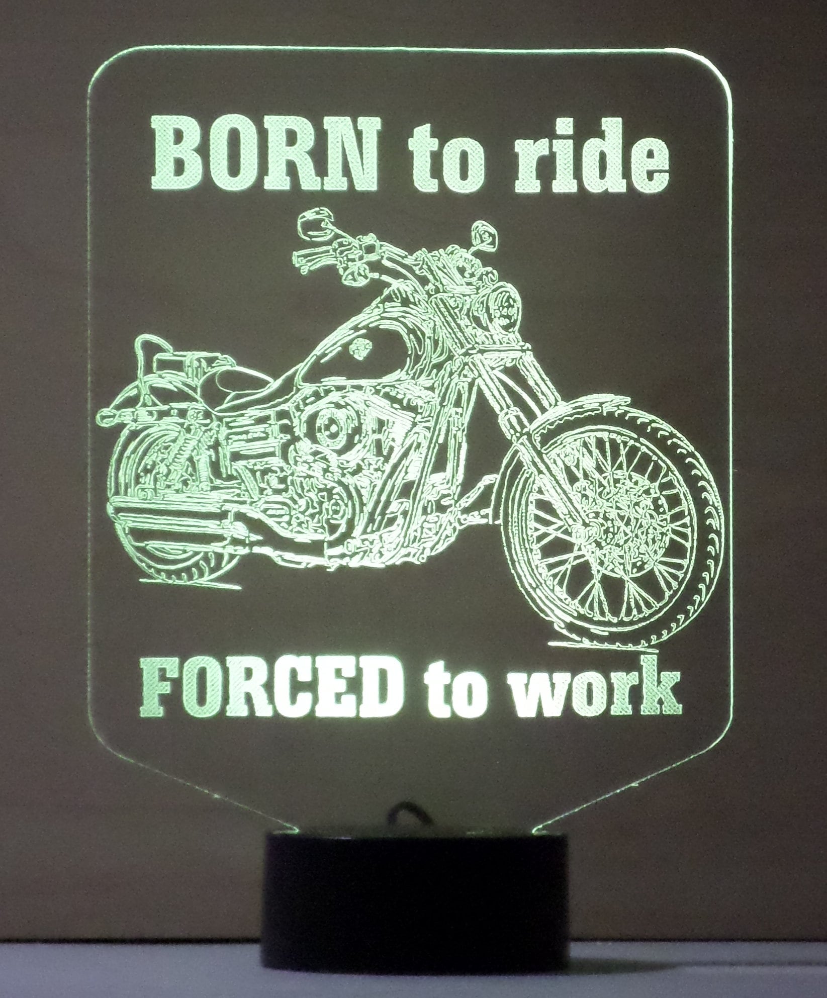 Awesome "BORN to Ride - FORCED to work" Motorcycle 3D LED Lamp (1081) - Free Shipping!