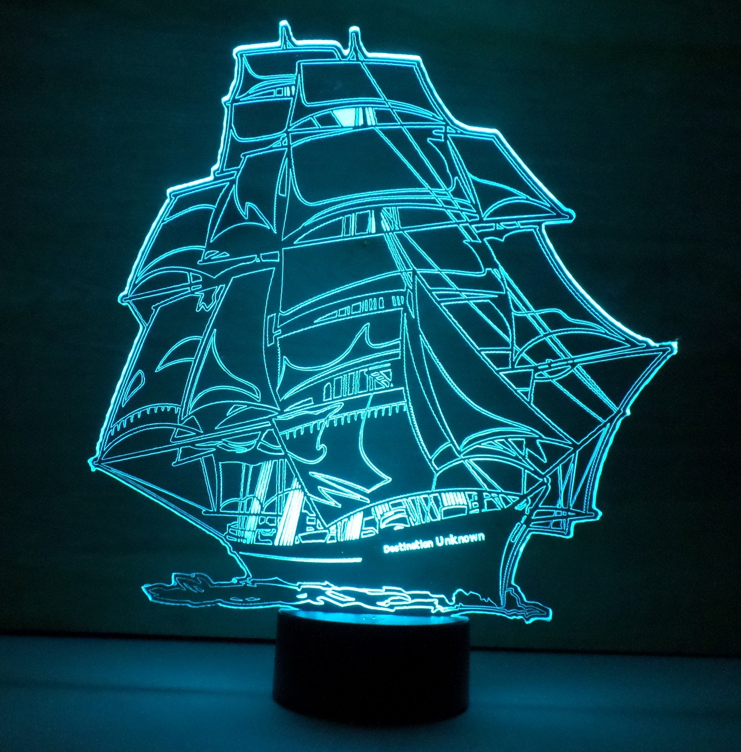 Awesome "Square Rigged Sailing Vessel" 3D LED lamp (1090) - FREE SHIPPING!