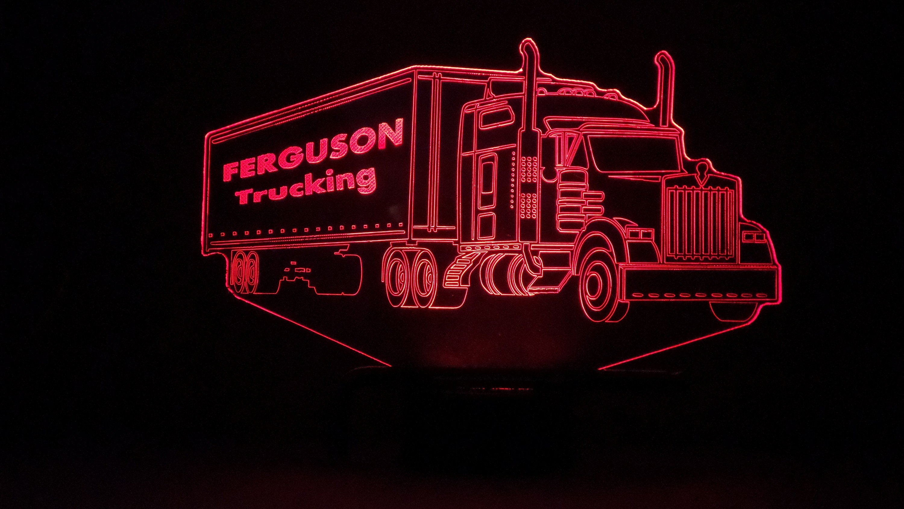 Awesome "18 Wheeler Semi" Customizable 3-D LED Lamp (1098) - FREE SHIPPING!