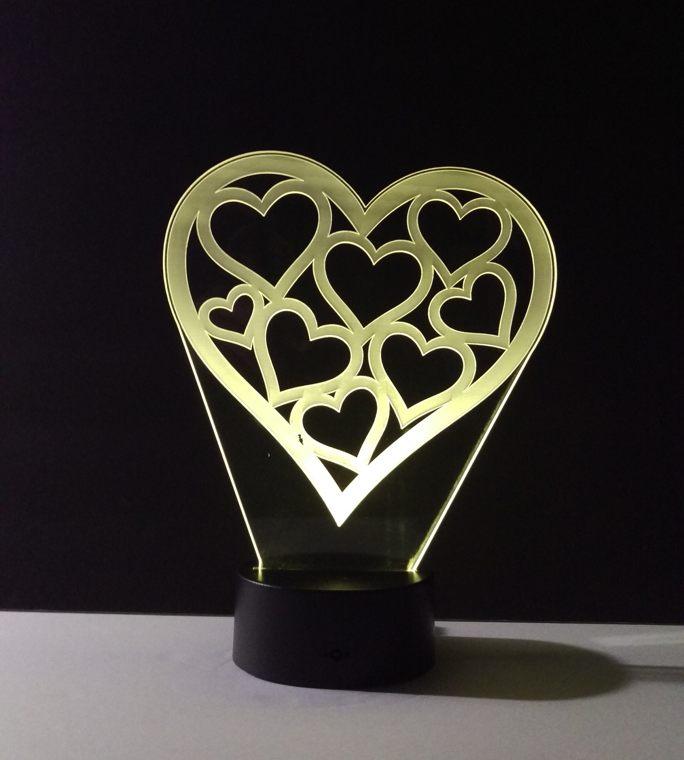 Awesome "Hearts in a Heart" LED Lamp (1119) - FREE SHIPPING!