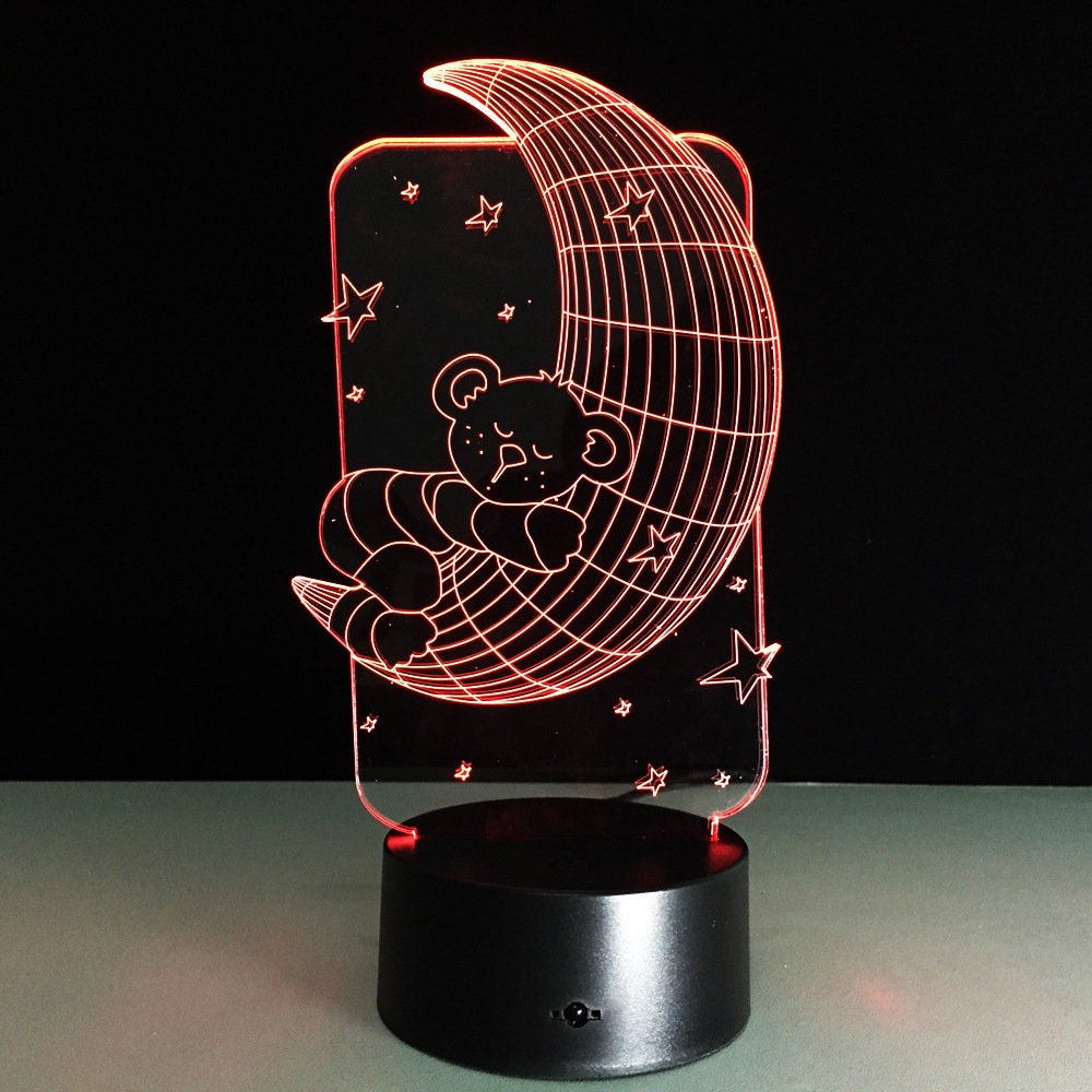 Awesome "Bear on the Moon" 3D LED Lamp for baby's room (2116) - FREE SHIPPING!