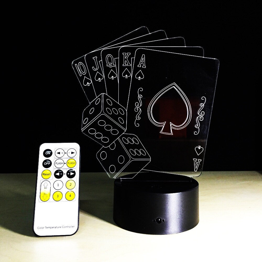 Awesome "Cards & Dice" 3D LED Lamp (2087) - FREE SHIPPING!