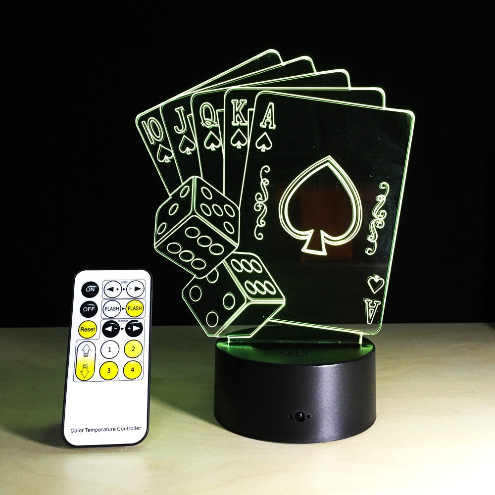 Awesome "Cards & Dice" 3D LED Lamp (2087) - FREE SHIPPING!