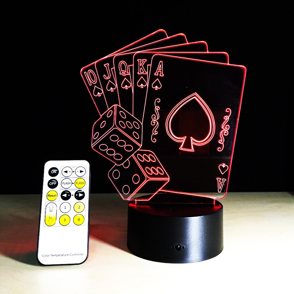 Awesome "Cards & Dice" 3D LED Lamp (2087) - FREE SHIPPING!