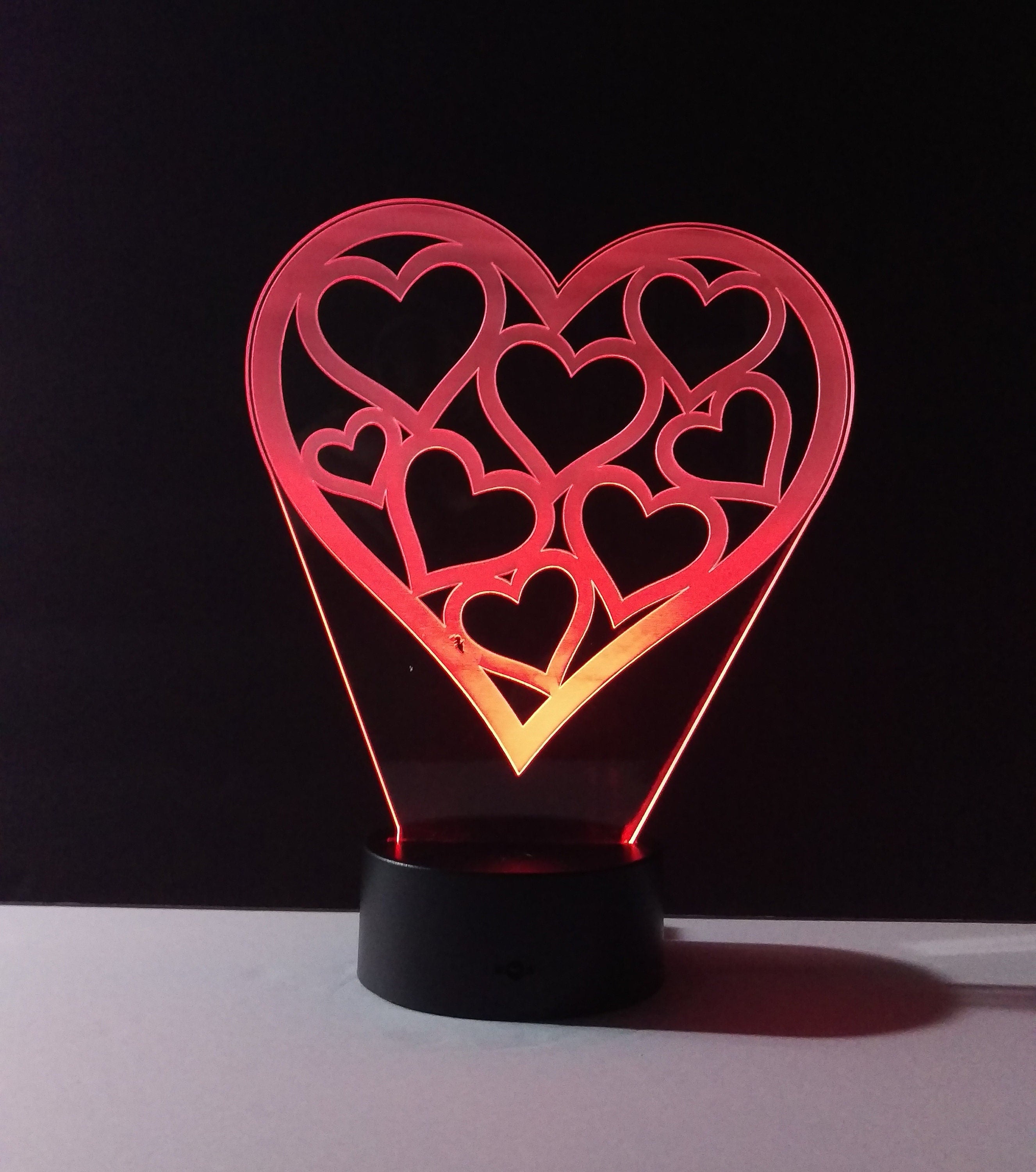 Awesome "Hearts in a Heart" LED Lamp (1119) - FREE SHIPPING!