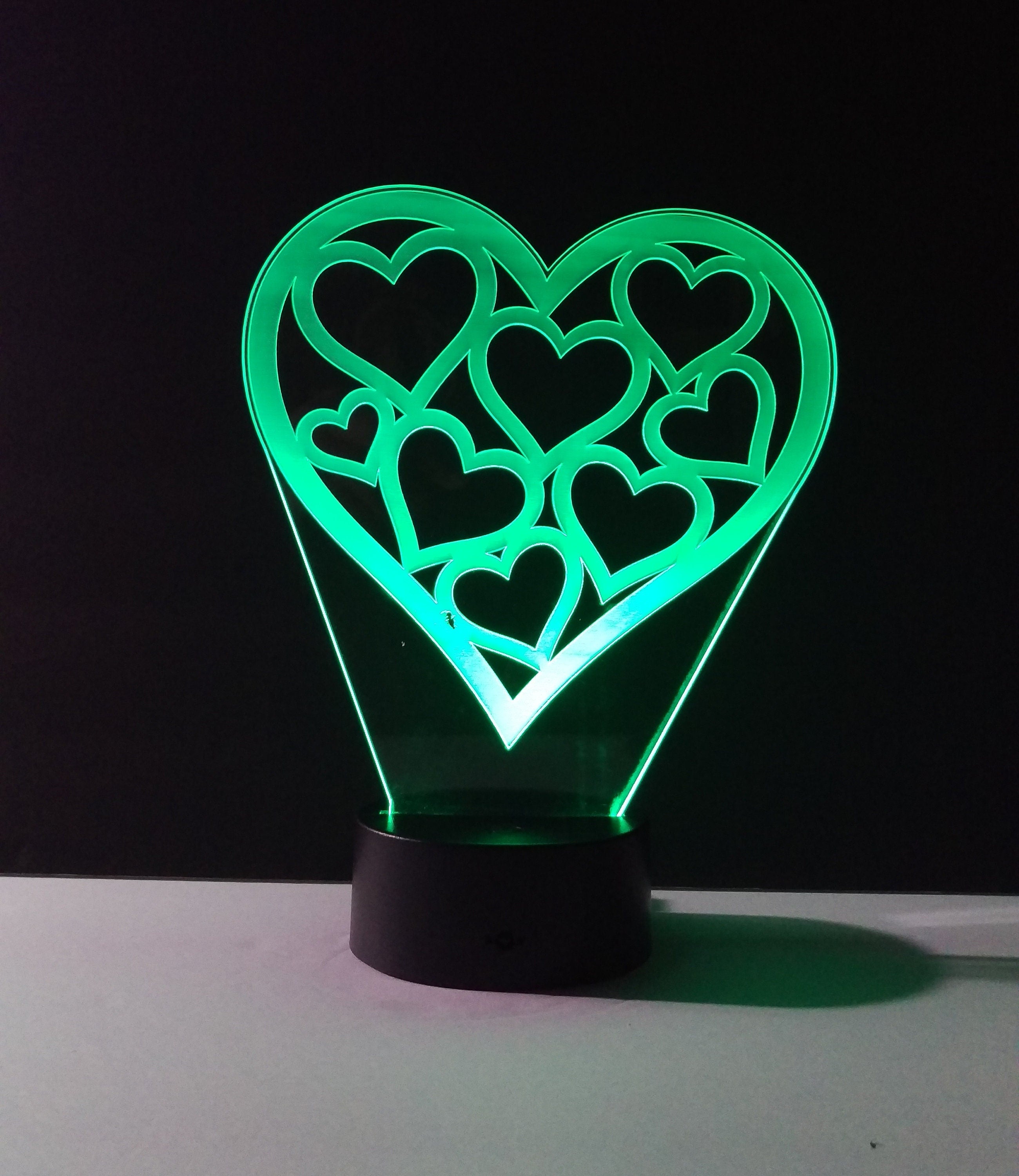 Awesome "Hearts in a Heart" LED Lamp (1119) - FREE SHIPPING!