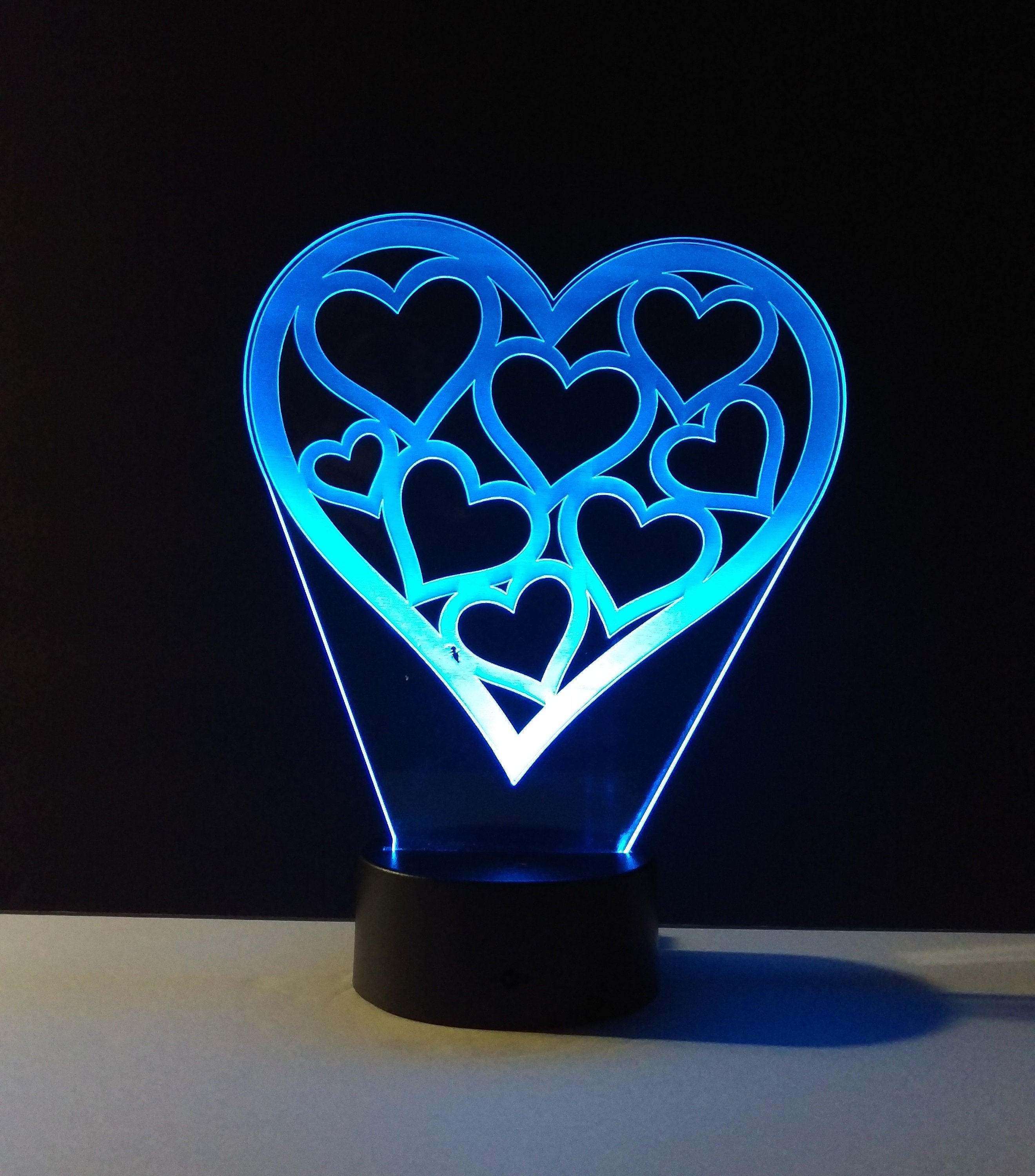 Awesome "Hearts in a Heart" LED Lamp (1119) - FREE SHIPPING!