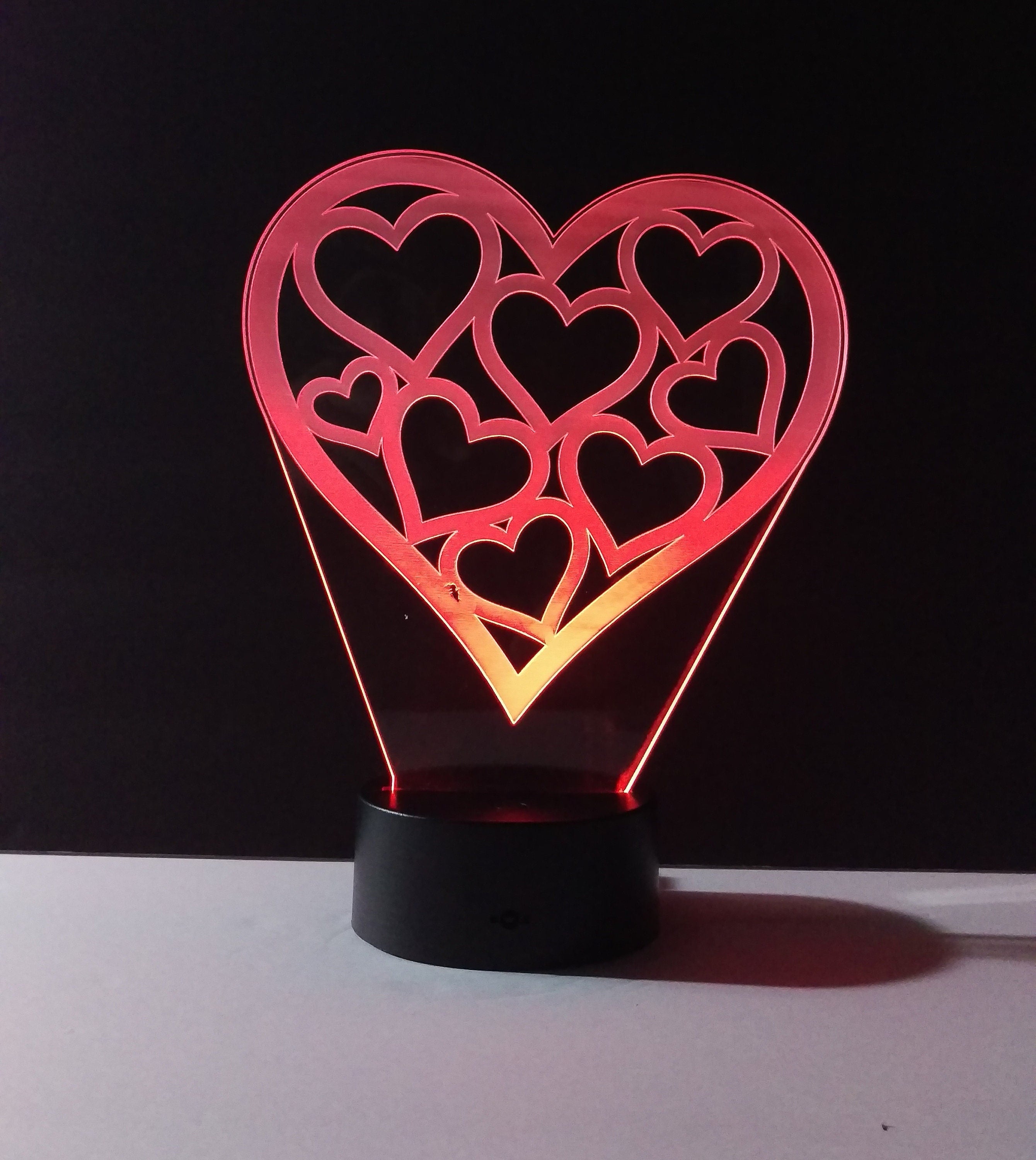 Awesome "Hearts in a Heart" LED Lamp (1119) - FREE SHIPPING!