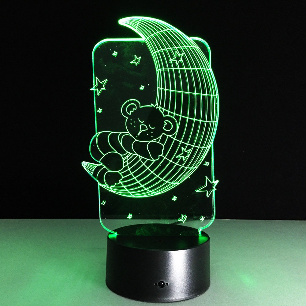 Awesome "Bear on the Moon" 3D LED Lamp for baby's room (2116) - FREE SHIPPING!