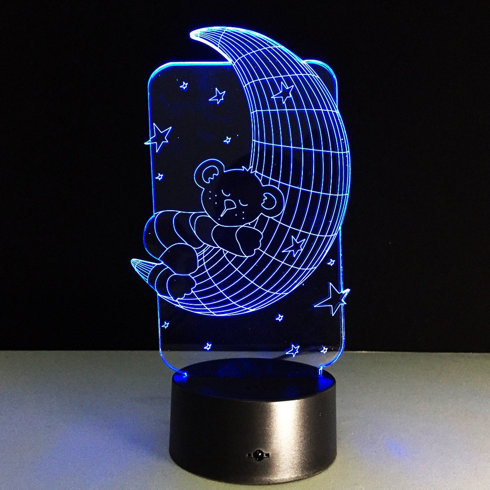 Awesome "Bear on the Moon" 3D LED Lamp for baby's room (2116) - FREE SHIPPING!