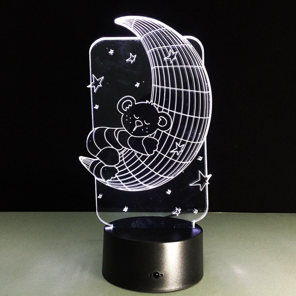 Awesome "Bear on the Moon" 3D LED Lamp for baby's room (2116) - FREE SHIPPING!