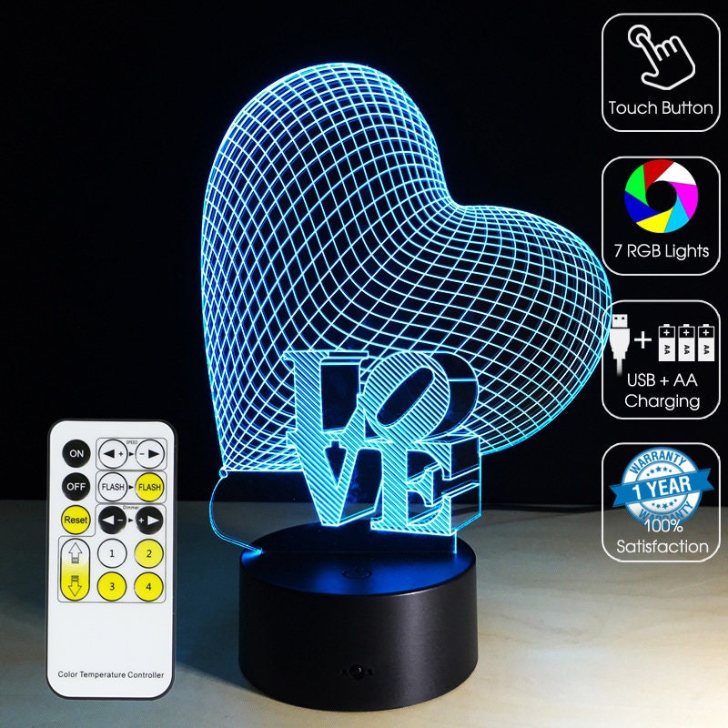 Awesome "Love Heart" 3D LED Lamp (2077) - FREE SHIPPING!