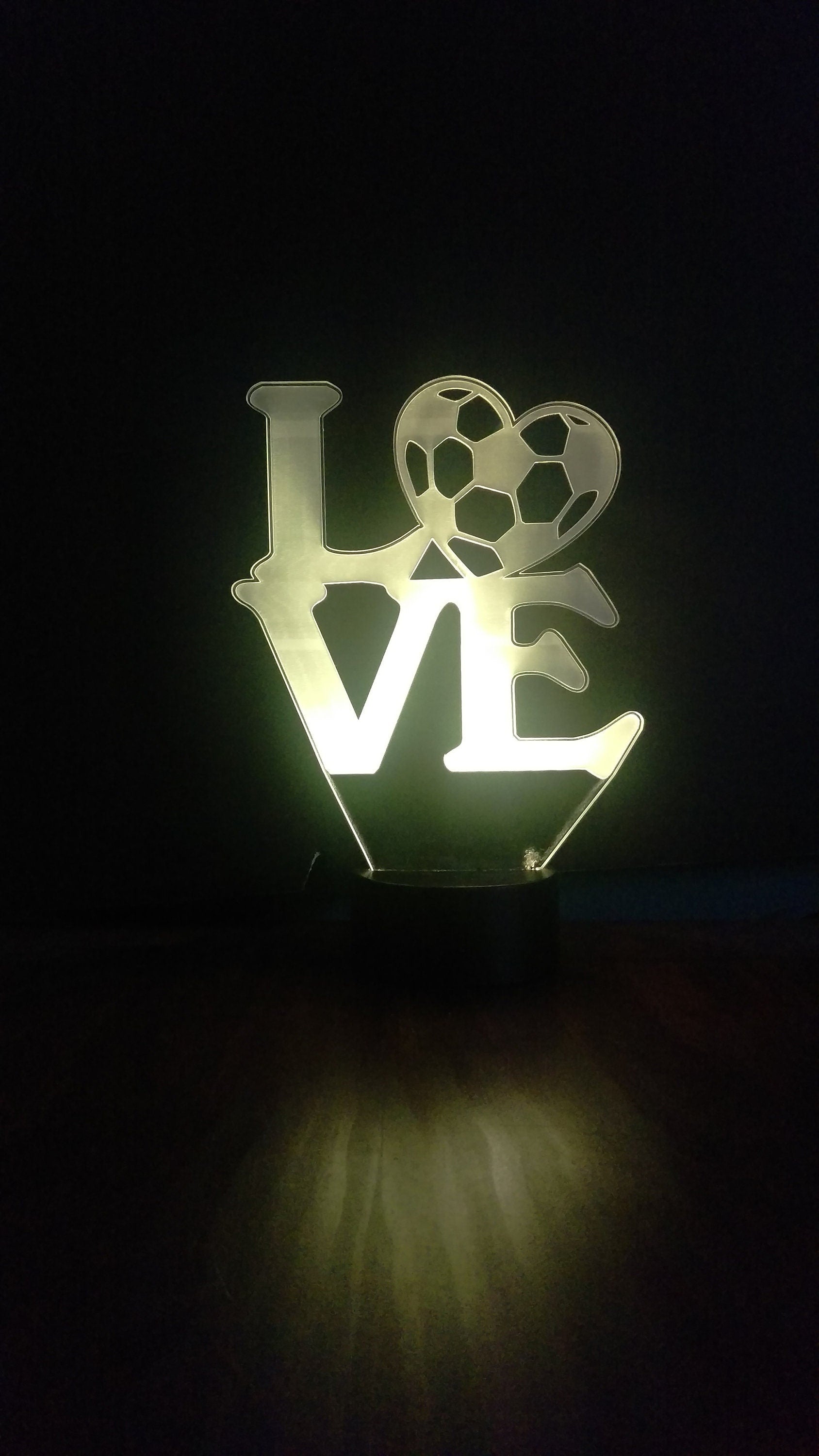 Awesome "I Love Soccer" 3D LED Lamp - 1169