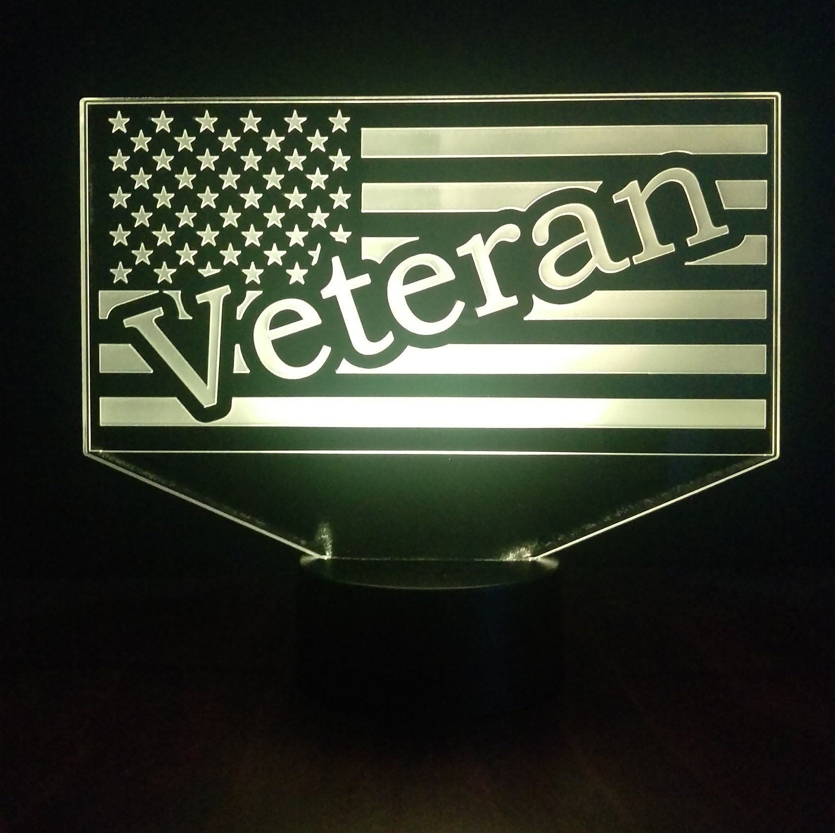 Awesome "US Flag - Veteran" LED Lamp (1172) - Free Shipping!