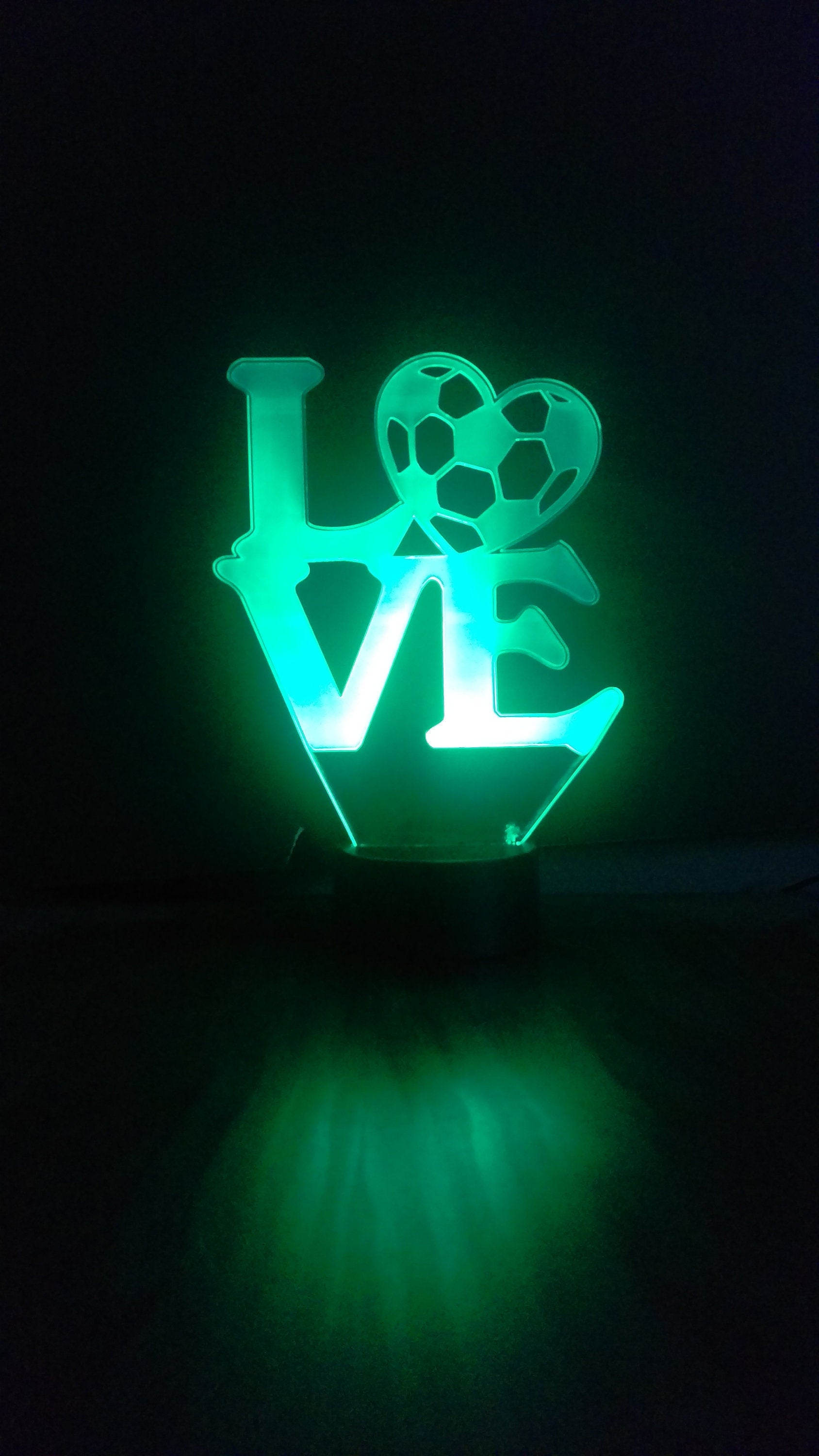 Awesome "I Love Soccer" 3D LED Lamp - 1169