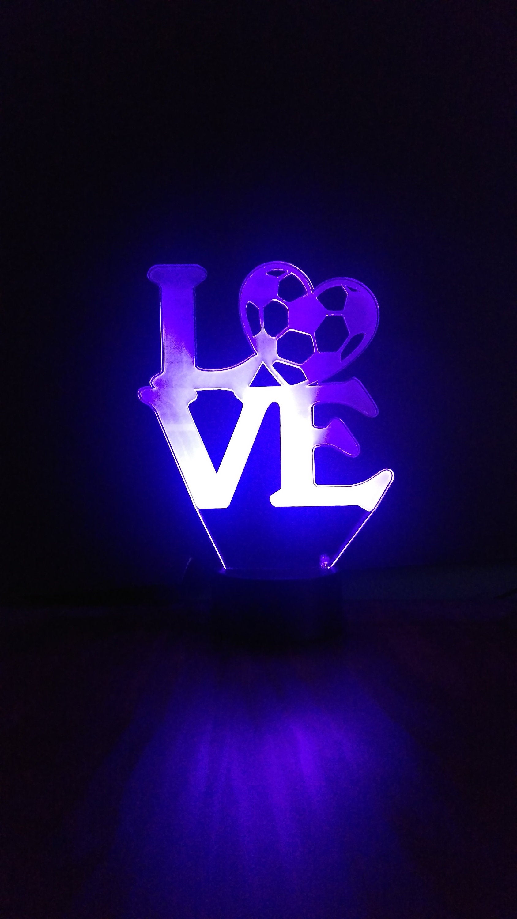 Awesome "I Love Soccer" 3D LED Lamp - 1169