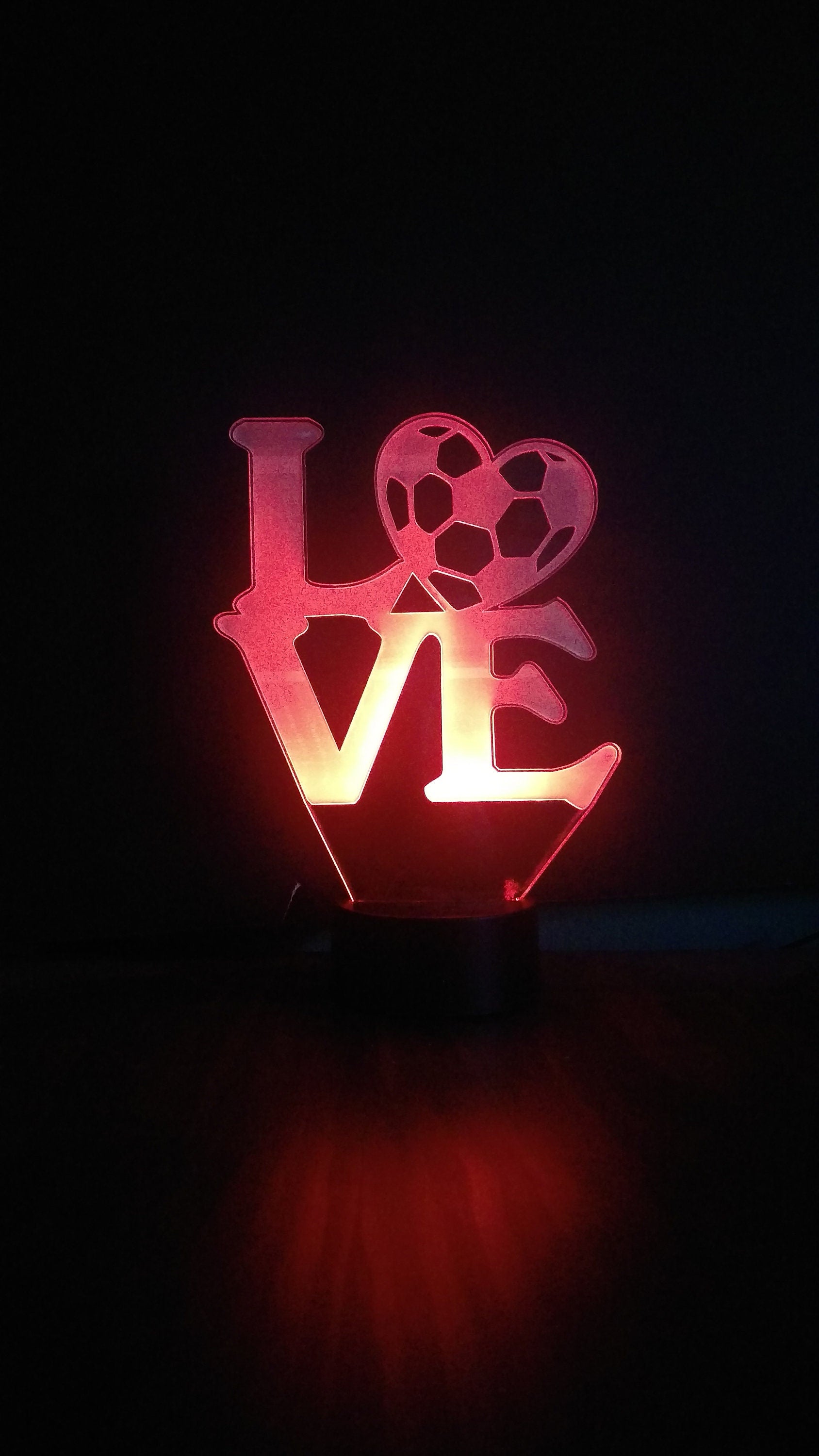 Awesome "I Love Soccer" 3D LED Lamp - 1169