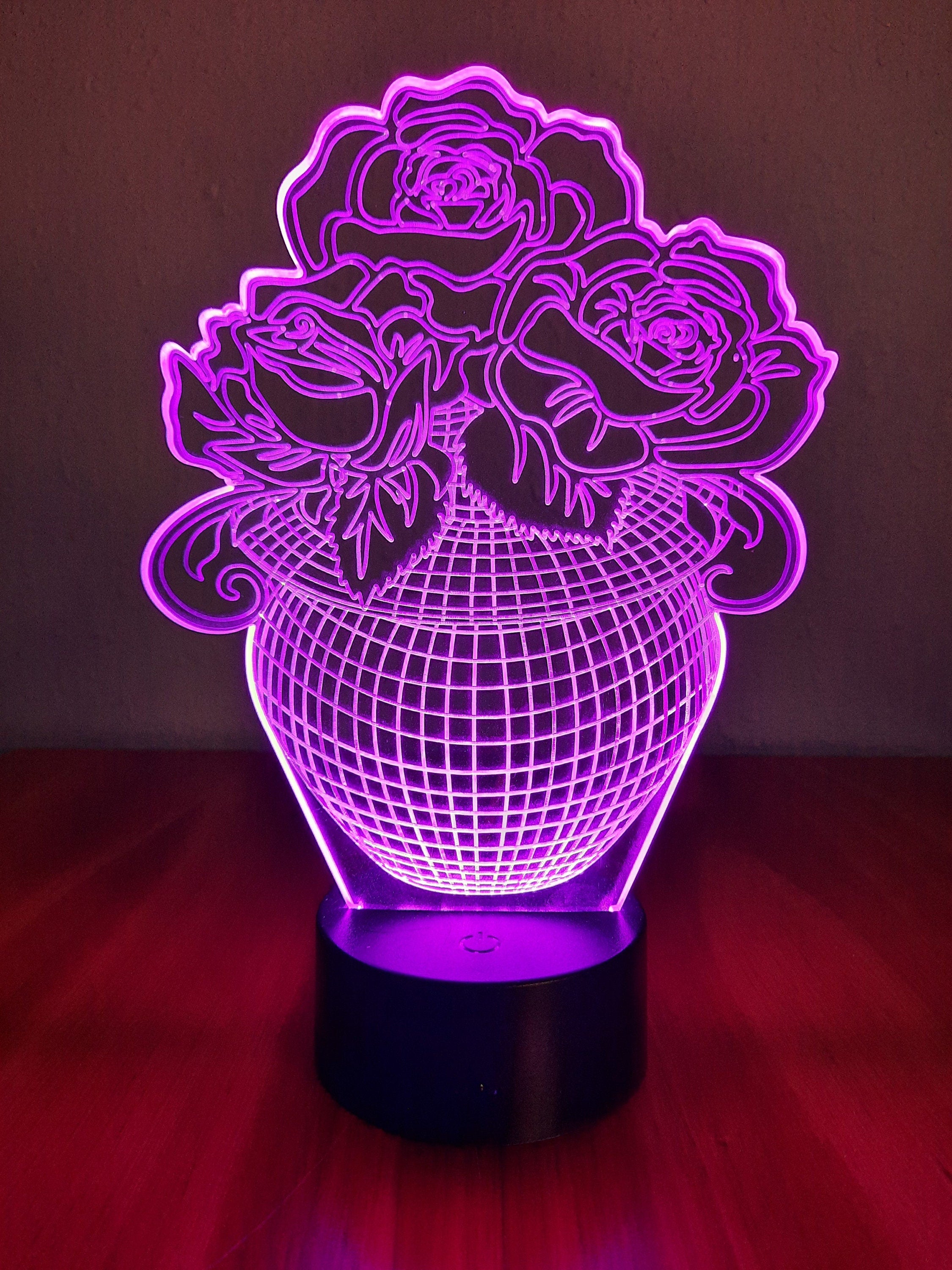 Awesome "Bowl of Roses" 3D LED Lamp (1139) - FREE SHIPPING!