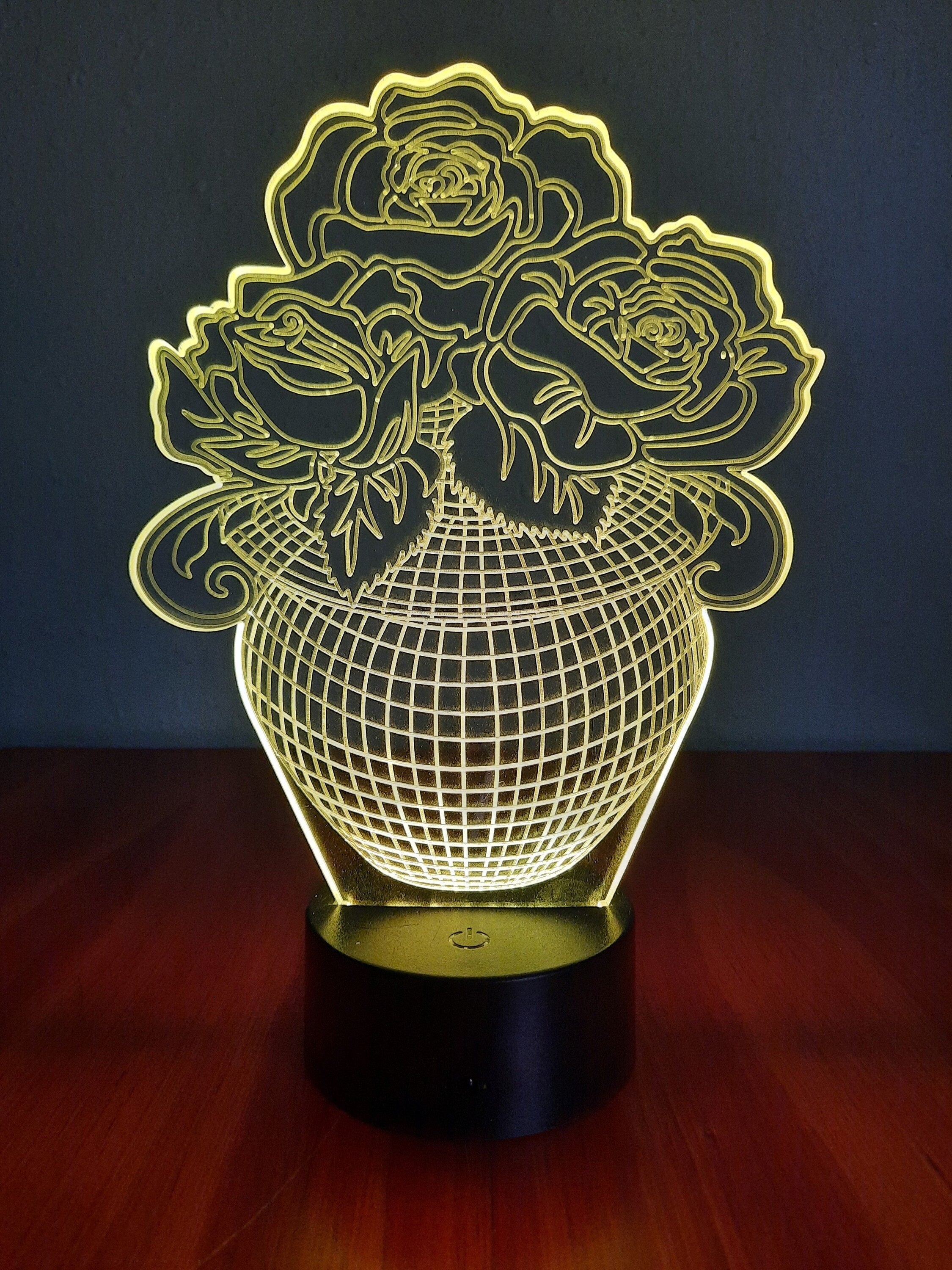 Awesome "Bowl of Roses" 3D LED Lamp (1139) - FREE SHIPPING!