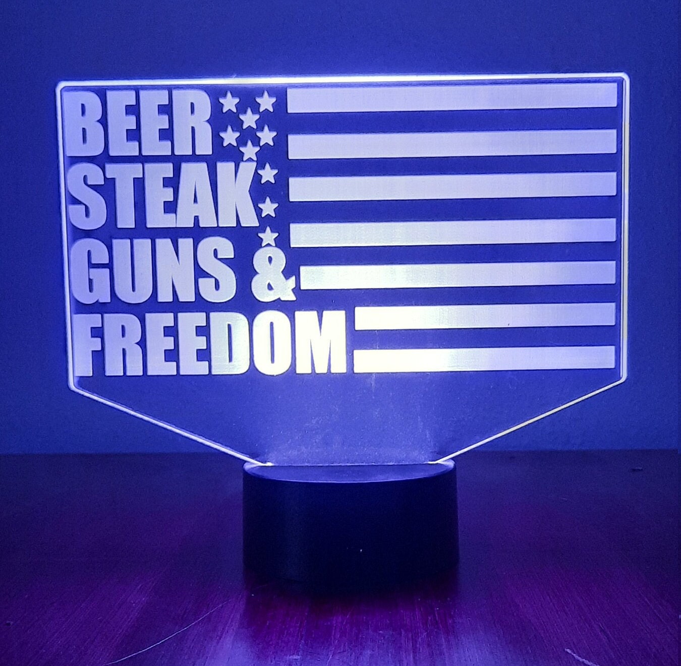 Awesome "Beer, Steak, Guns & Freedom" LED Lamp (1287) - FREE SHIPPING!