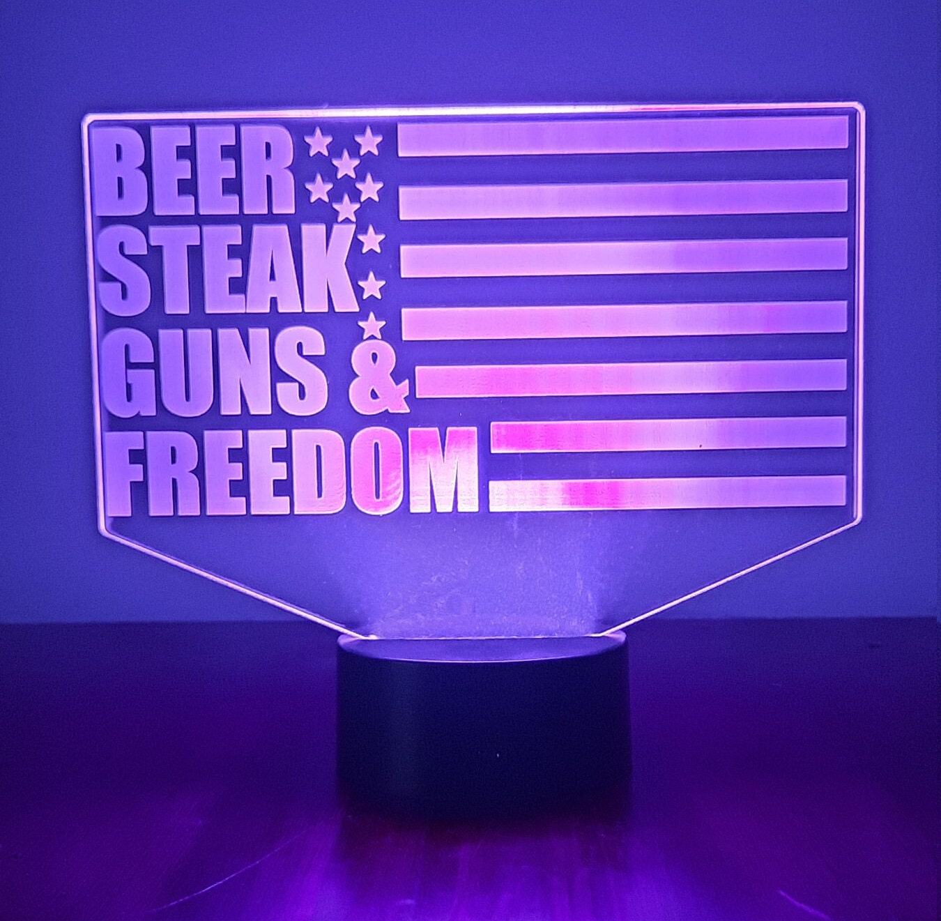 Awesome "Beer, Steak, Guns & Freedom" LED Lamp (1287) - FREE SHIPPING!