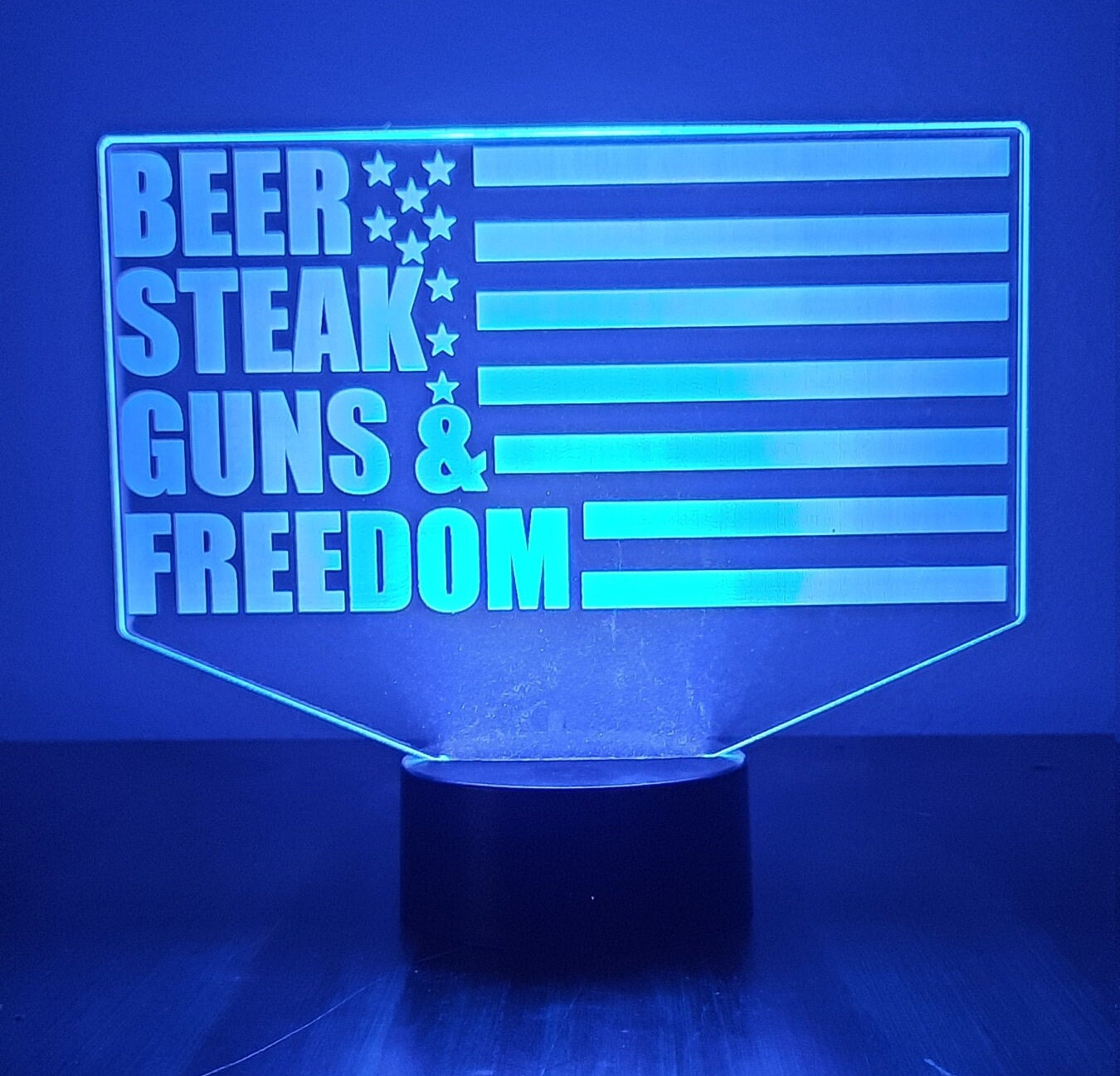 Awesome "Beer, Steak, Guns & Freedom" LED Lamp (1287) - FREE SHIPPING!