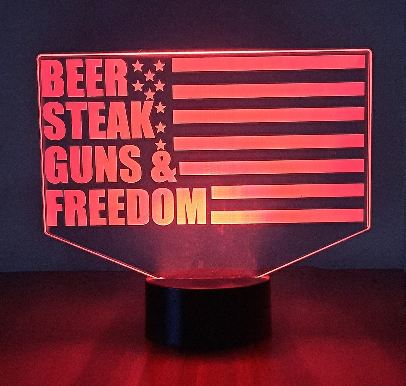 Awesome "Beer, Steak, Guns & Freedom" LED Lamp (1287) - FREE SHIPPING!