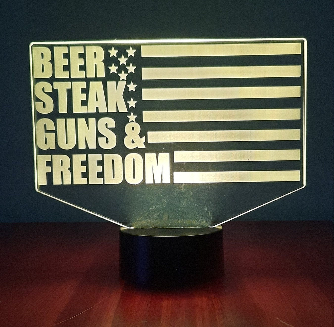 Awesome "Beer, Steak, Guns & Freedom" LED Lamp (1287) - FREE SHIPPING!