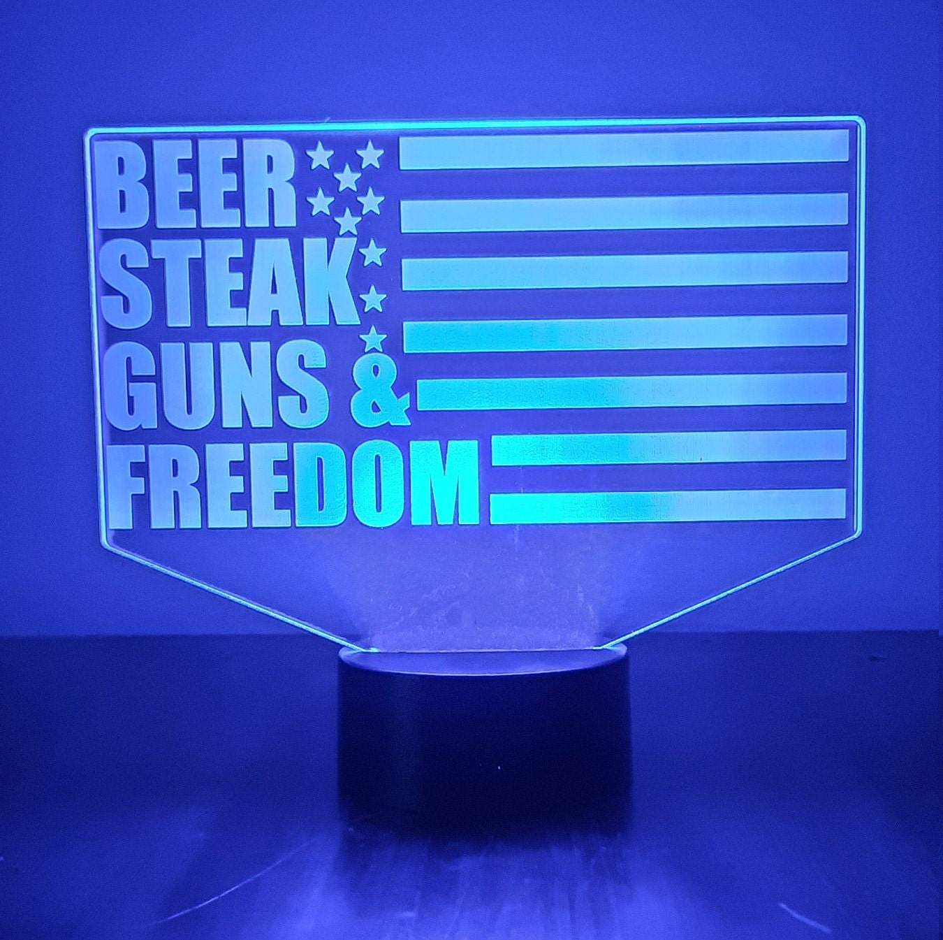 Awesome "Beer, Steak, Guns & Freedom" LED Lamp (1287) - FREE SHIPPING!