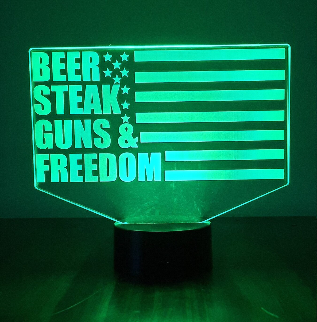 Awesome "Beer, Steak, Guns & Freedom" LED Lamp (1287) - FREE SHIPPING!