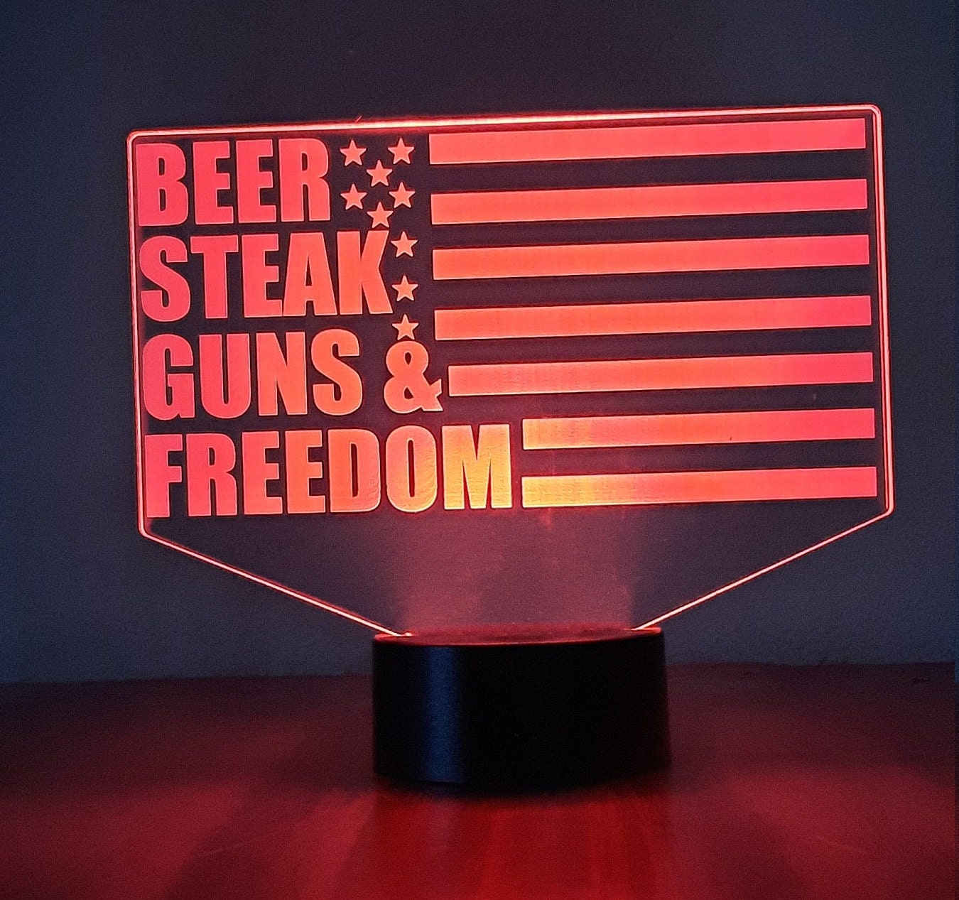 Awesome "Beer, Steak, Guns & Freedom" LED Lamp (1287) - FREE SHIPPING!