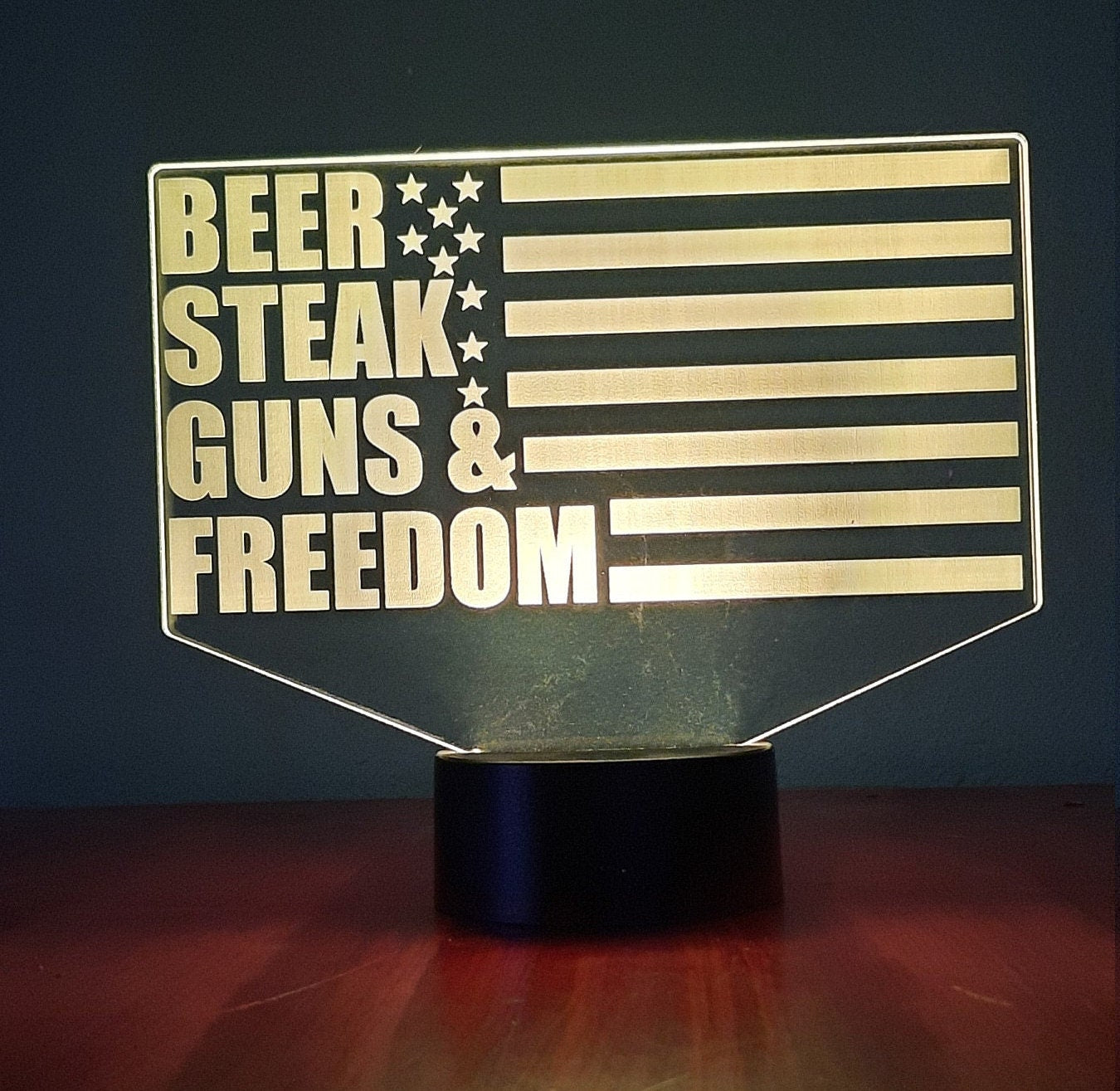 Awesome "Beer, Steak, Guns & Freedom" LED Lamp (1287) - FREE SHIPPING!